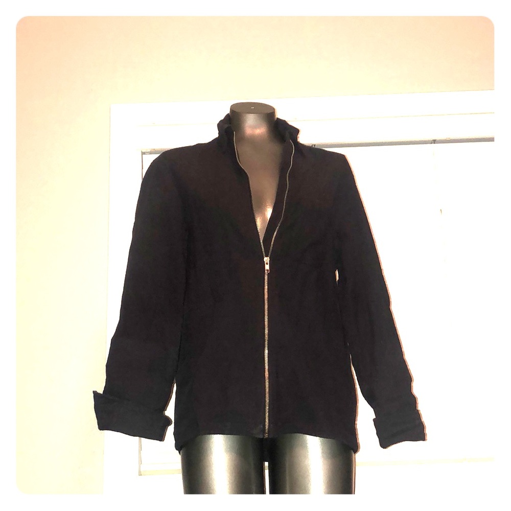 Dark blue jacket with silver zipper